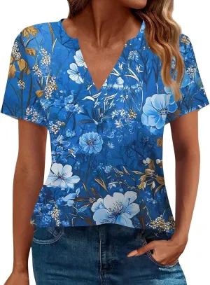 Womens Tops Casual Short Sleeve V Neck T Shirts for Womens Spring Blouses for Women 2025 Trendy Summer Tops for Women 2025