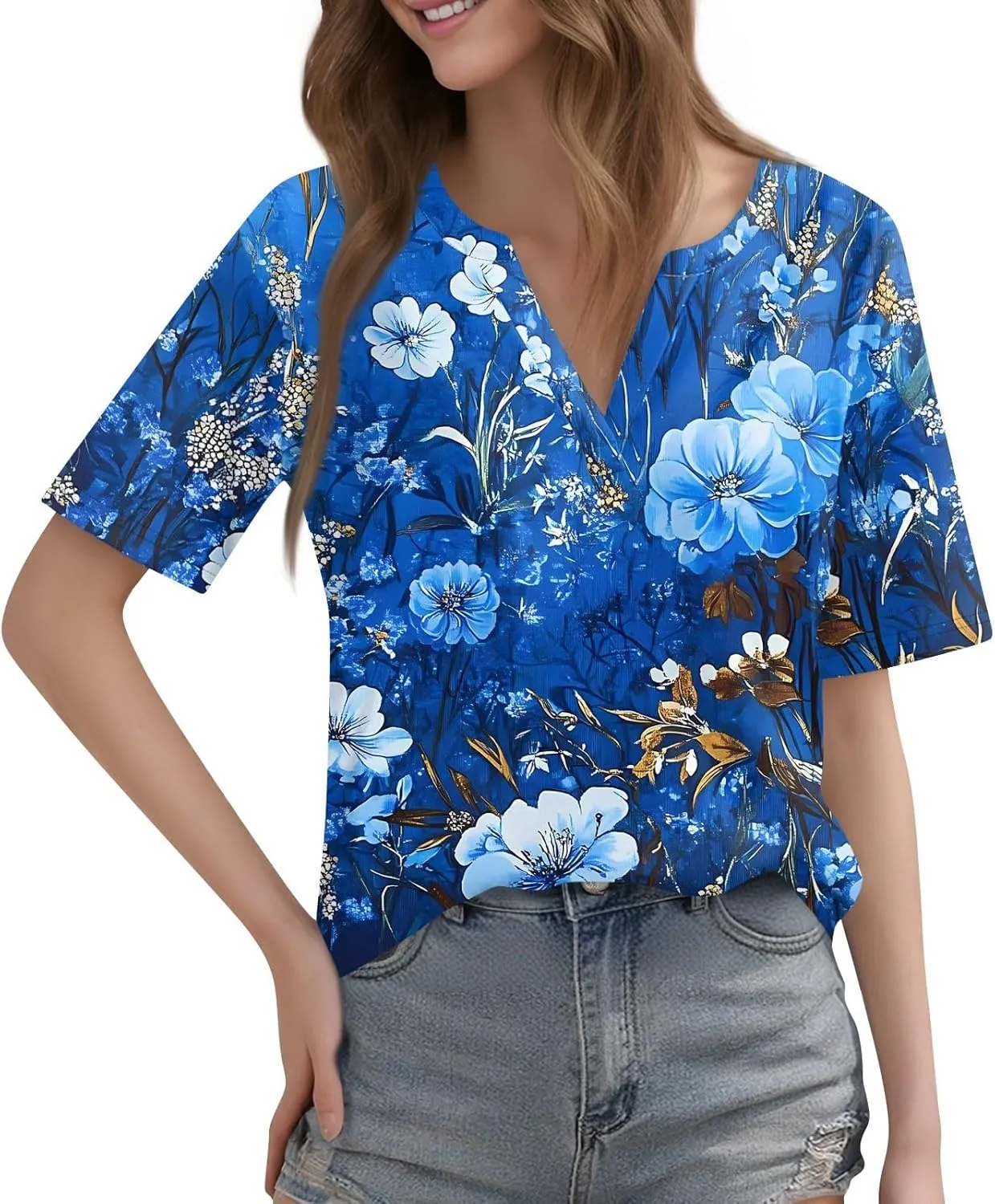 Womens Tops Casual Short Sleeve V Neck T Shirts for Womens Spring Blouses for Women 2025 Trendy Summer Tops for Women 2025