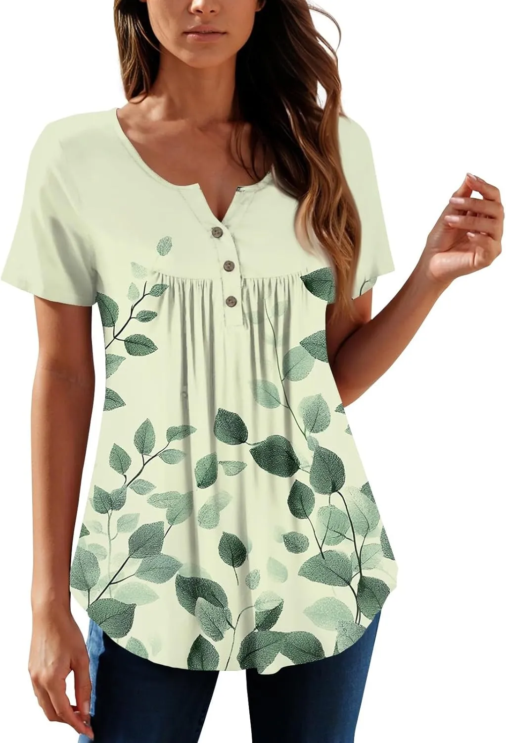 Womens Tops Short Sleeve V Neck T Shirts for Women Button Up Shirt Plus Size Blouse Basic Tees Spring Tops for Women 2025
