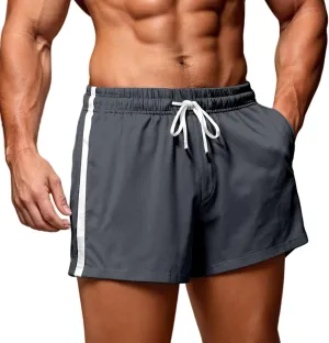 Workout Shorts for Men with Zipper Pockets Stretch Quick Dry Athletic Shorts Summer Basketball Sports Gym Running Pants