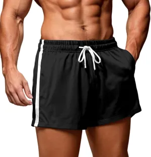 Workout Shorts for Men with Zipper Pockets Stretch Quick Dry Athletic Shorts Summer Basketball Sports Gym Running Pants