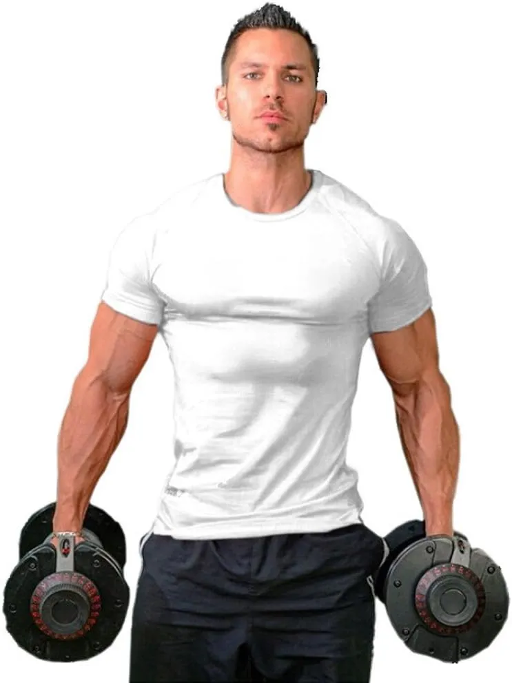 ZUEVI Men's Workout Shirts Slim Fit Athletic Bodybuilding T-Shirts Short Sleeve Tees