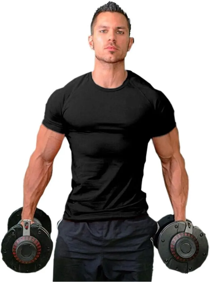 ZUEVI Men's Workout Shirts Slim Fit Athletic Bodybuilding T-Shirts Short Sleeve Tees